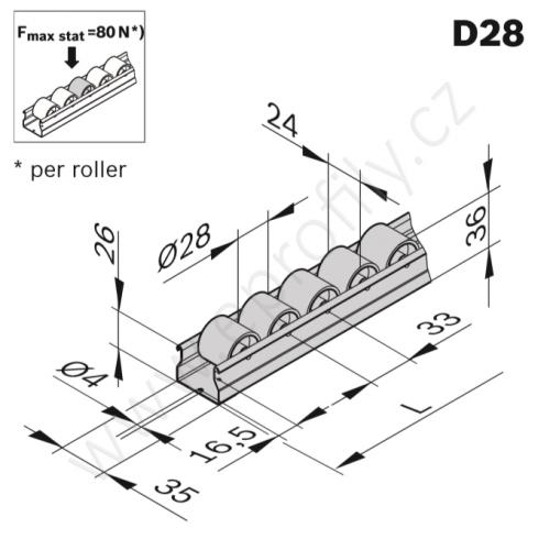 Rolnová dráha XLean, 3842537776, D28, Balení (50ks)