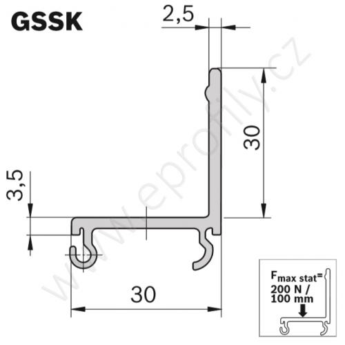 Kluzná lišta s bočním vedením, 3842537806, GSSK, Lean, 3000 mm, (1ks)