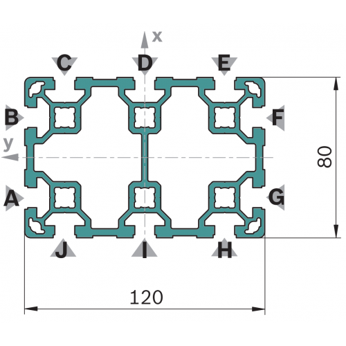 Hliníkový, konstrukční profil, 3842537828, 80x120L, Balení (4ks)