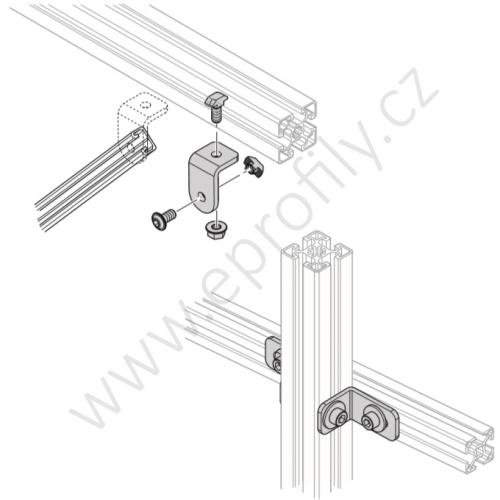 Spojovací úhelník 90° ocelový - SET, ESD, 3842537861, N10/N10, (1ks)