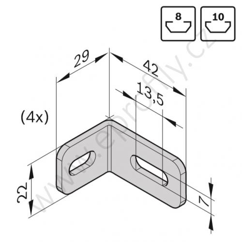 Spojovací úhelník 90° ocelový - SET, ESD, 3842537862, N8/N10, (1ks)