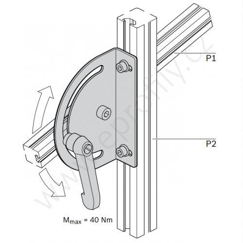 Výkyvné upevnění s upínací páčkou, 180°, ESD, 3842538275, N8/N8,10, (1ks)