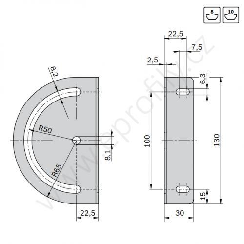 Výkyvné upevnění s upínací páčkou, 180°, ESD, 3842538275, N8/N8,10, (1ks)