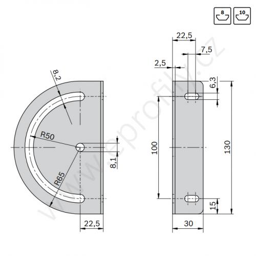 Výkyvné upevnění s upínací páčkou, 180°, ESD, 3842538276, N10/N8,10, (1ks)