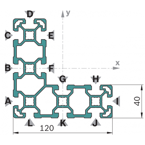 Hliníkový, konstrukční profil, 3842538287, 40x120x120L, Balení (4ks)