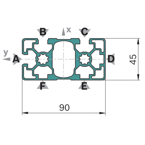 Hliníkový, konstrukční profil, 3842538298, 45x90L 3NVS, Balení (12ks)