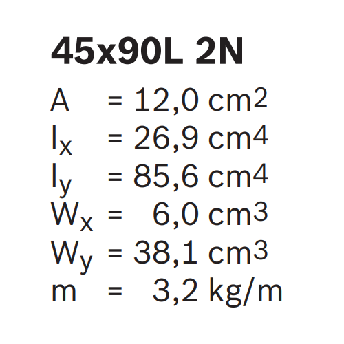 Hliníkový, konstrukční profil, 3842538299, 45x90L 2N, Balení (12ks)