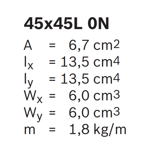 Hliníkový, konstrukční profil, 3842540955, 45x45L 0N, Balení (20ks)