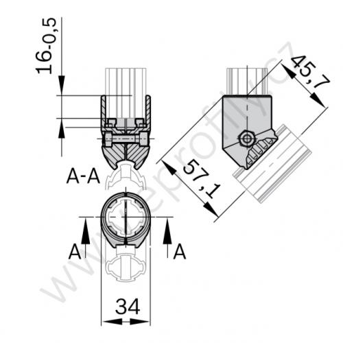 45° spojka, ESD, 3842541175, D28, (1ks)