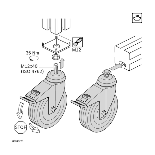 Kolečko otočné bez brzdy, ESD, 3842541240, D125 ESD, (1ks)