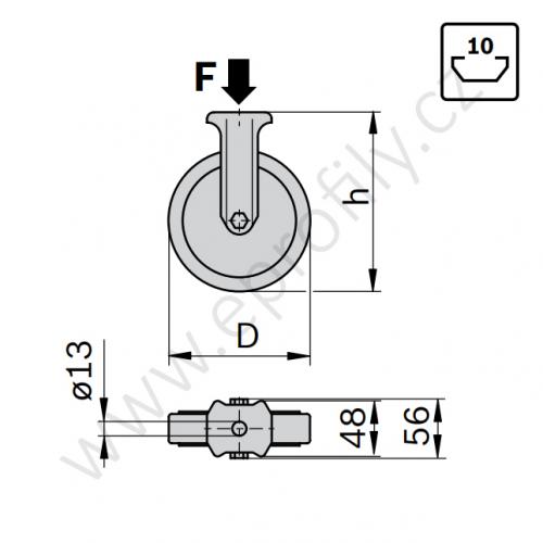 Kolečko pevné, ESD, 3842541242, D80, (1ks)