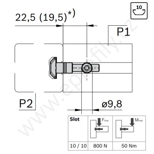 Rychlospojka pro kolmý spoj profilů, ESD, 3842541410, N10/N10; 90°;D=9,8, Balení (10ks)