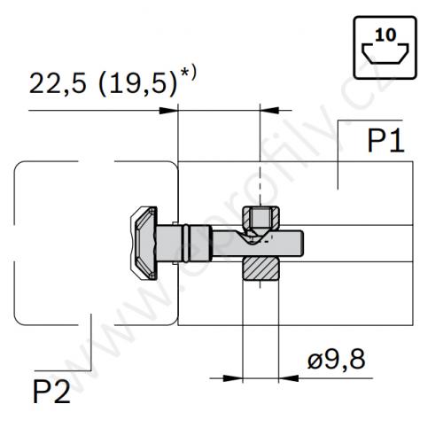 Rychlospojka pro kolmý spoj profilů, ESD, 3842541412, N10/N10; 0°;D=9,8, Balení (10ks)