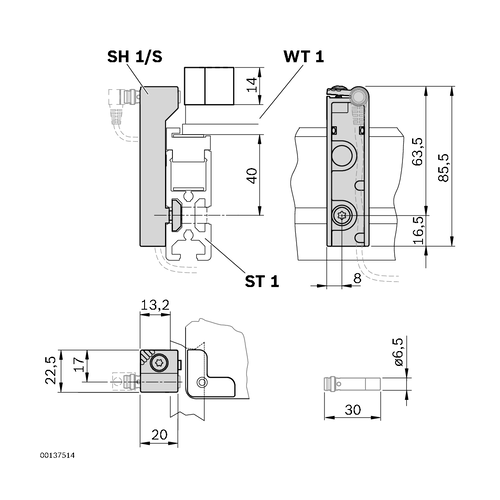 Držák snímače SH 1/S, ESD, 3842542556 TS 1, (1ks)