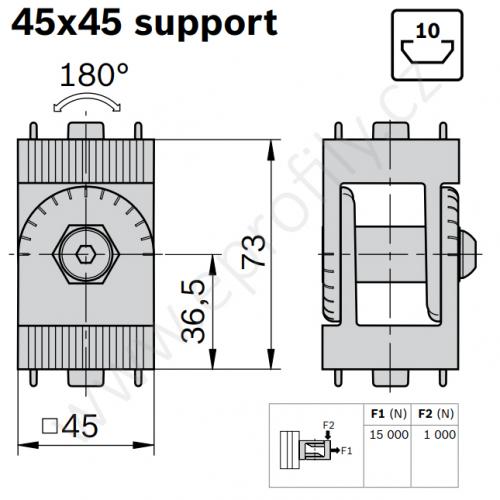 Kloub vyztužený, ESD, 3842543404, 45x45, (1ks)