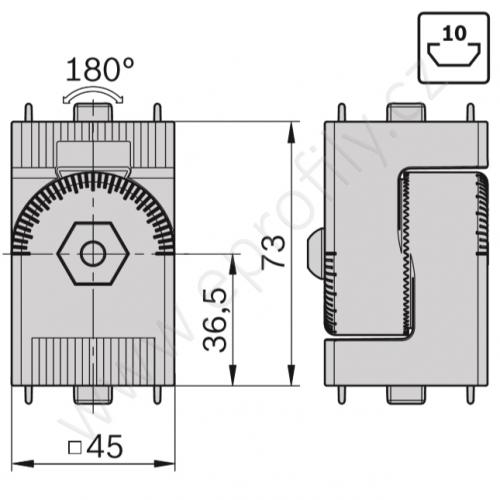 Kloub uzamykatelný, ESD, 3842546564, 45x45, (1ks)