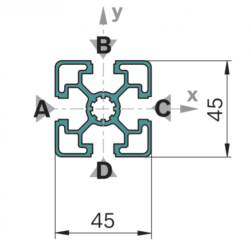 Hliníkový, konstrukční profil, 3842553611, 45x45L, Balení (20ks)