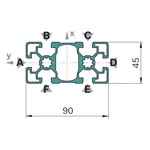 Hliníkový, konstrukční profil, 3842553612, 45x90L, Balení (12ks)