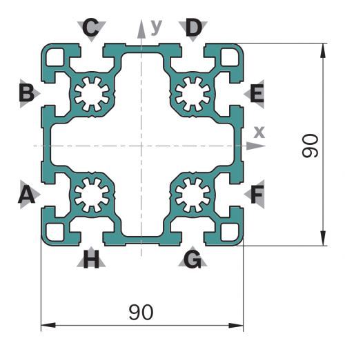 Hliníkový, konstrukční profil, 3842553613, 90x90L, Balení (6ks)
