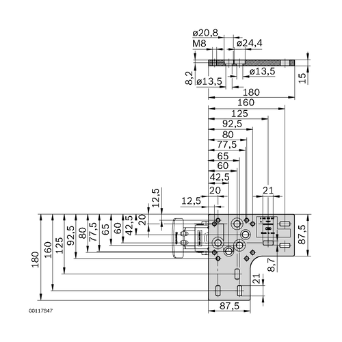 Upevňovací deska, 3842553967 180x180x15, (1ks)