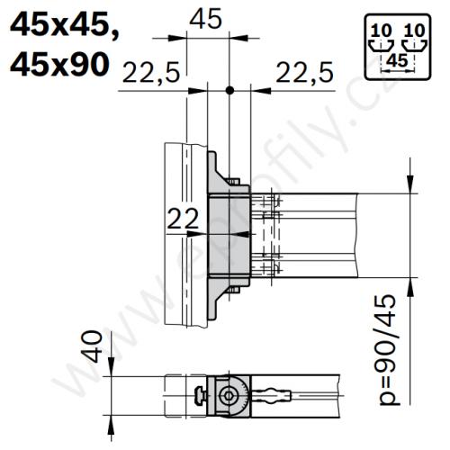 Otočný kloub, ESD, 3842554408, 45x45, (1ks)