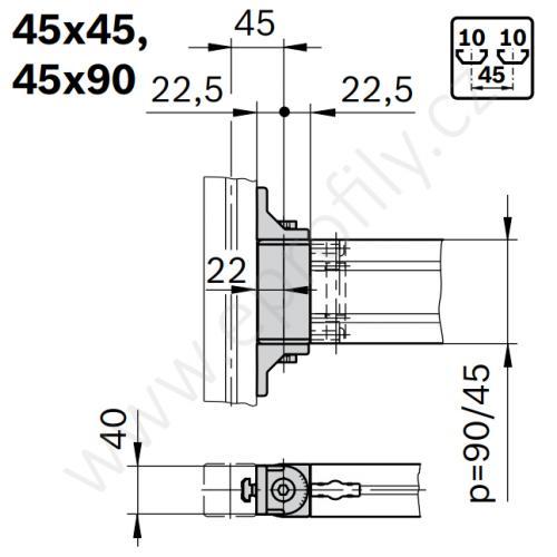 Otočný kloub, ESD, 3842554410, 45x90, (1ks)