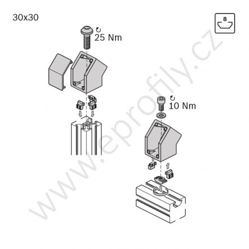 45° spojka, ESD, 3842554447, 30x30, (1ks)