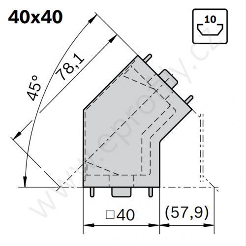 45° spojka, ESD, 3842554449, 40x40, (1ks)