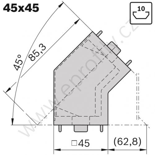 45° spojka, ESD, 3842554451, 45x45, (1ks)