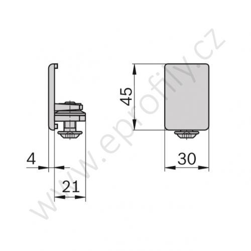 Krytka konce profilu šedá plast, 3842554710, 30x45C, (1ks)