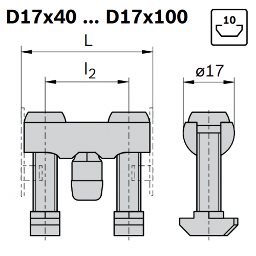 Svorníková spojka, ESD, 3842555594, D17x40 N10/N10, (1ks)