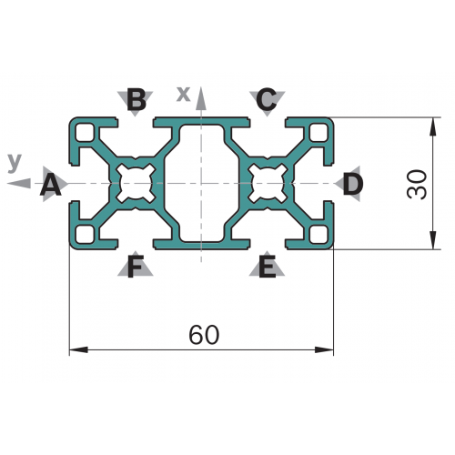 Hliníkový, konstrukční profil, 3842557205, 30x60, Balení (10ks)