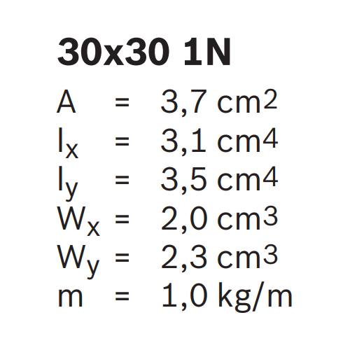 Hliníkový, konstrukční profil, 3842557208, 30x30 1N, Balení (20ks)