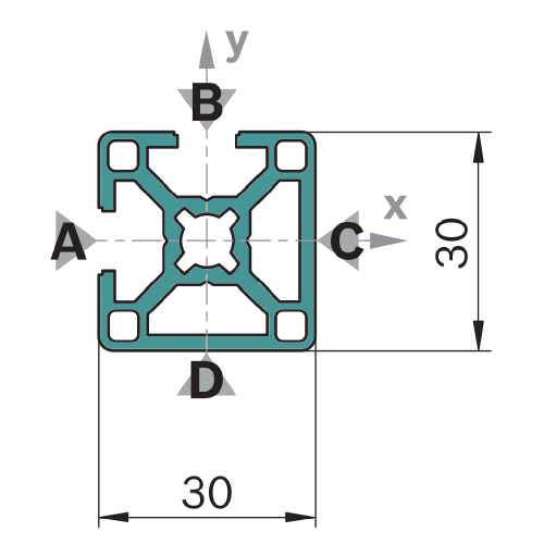 Hliníkový, konstrukční profil, 3842557209, 30x30 2NVS, Balení (20ks)
