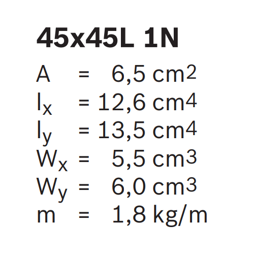 Hliníkový, konstrukční profil, 3842557222, 45x45L 1N, Balení (20ks)