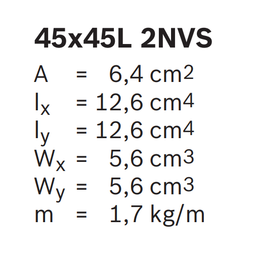 Hliníkový, konstrukční profil, 3842557223, 45x45L 2NVS, Balení (20ks)