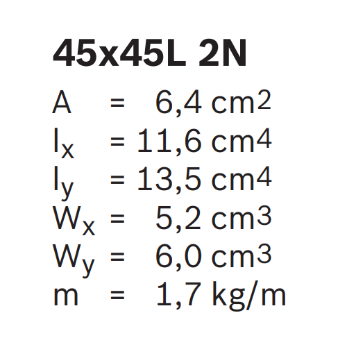Hliníkový, konstrukční profil, 3842557224, 45x45L 2N, Balení (20ks)