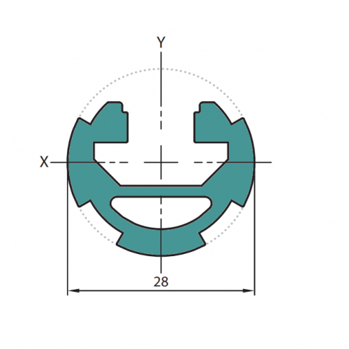 Hliníková konstrukční trubka ES s drážkou, 3842557244, D28 L Nut 10, Balení (20ks)