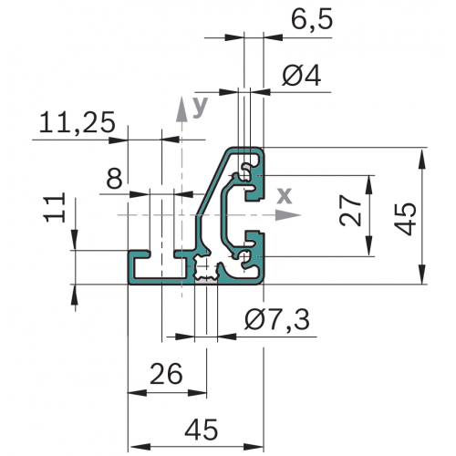 Hliníkový policový profil - úhlový , 3842557942, 45x45, Balení (20ks)