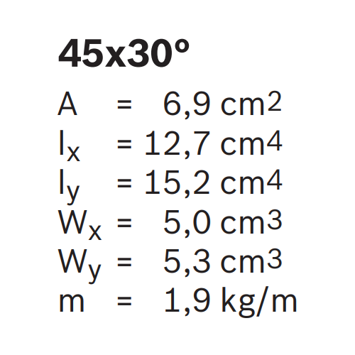 Hliníkový, konstrukční profil, 3842557954, 45x30°, Balení (20ks)