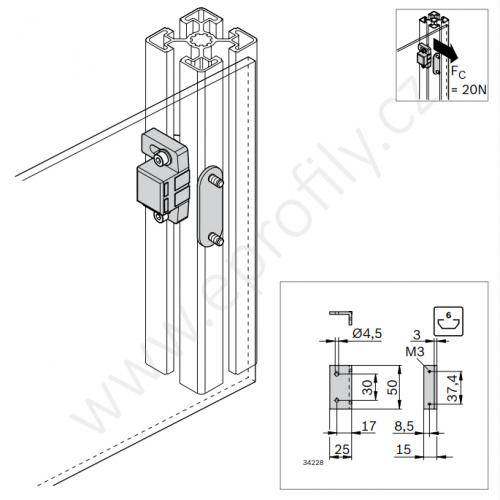 Magnetický zámek do profilu , 3842558323, N6, (1ks)