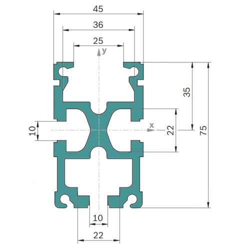 Hliníkový dráhový profil dopravníku TS2 plus, 3842990409, SP 2/BH, Celá tyč