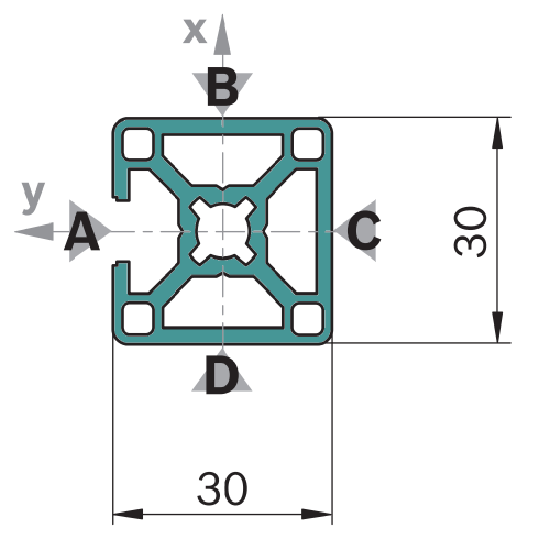 Hliníkový, konstrukční profil, 3842992397, 30x30 1N, Celá tyč