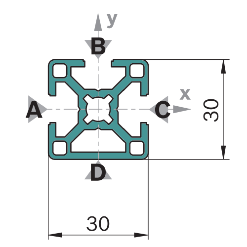 Hliníkový, konstrukční profil, 3842992400, 30x30 3N, Celá tyč