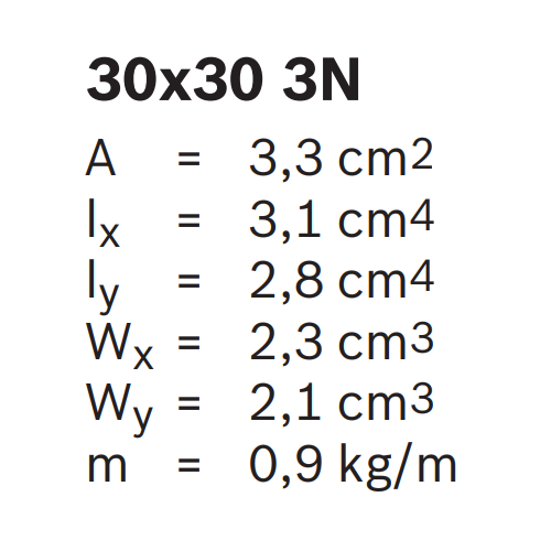 Hliníkový, konstrukční profil, 3842992400, 30x30 3N, Celá tyč