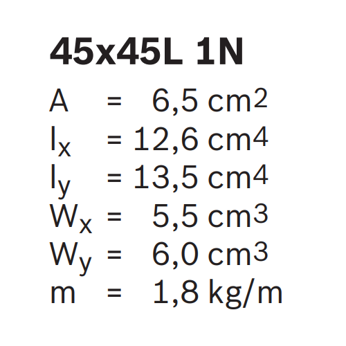 Hliníkový, konstrukční profil, 3842992401, 45x45L 1N, Řezaný profil