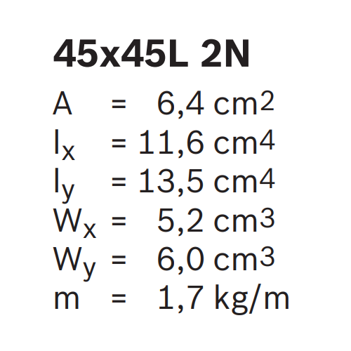 Hliníkový, konstrukční profil, 3842992403, 45x45L 2N, Řezaný profil