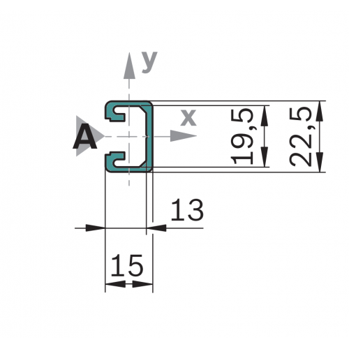 Hliníkový, konstrukční profil, 3842992473, 15x22,5, Celá tyč