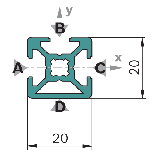 Hliníkový, konstrukční profil, 3842992889, 20x20 3N, Celá tyč