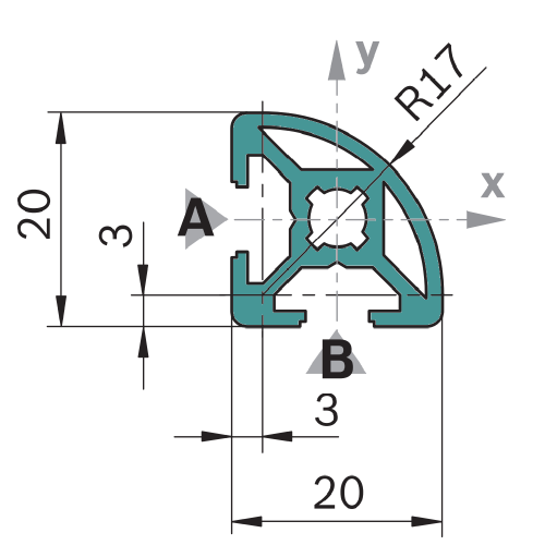Hliníkový, konstrukční profil, 3842992890, 20x20 R, Celá tyč